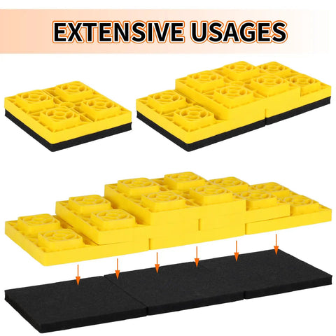 RV Leveling Block Flex Pads 8.5 Inch Rubber Jack Pads for Camper Travel Trailers Jacks and Stabilizers on Uneven Surfaces, Anti Slip