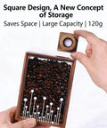 Handcrafted Solid Wood Coffee Bean Jar With Reliable One Way Degassing Valve And Heavy Duty Rubber Seal Keeps Your Daily Grind Fresh As Heck And Ready For Brewing On The Kitchen Counter, large capacity with 120g of coffee beans.