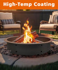 Outdoor Fire Pit Ring Kit With 33 Inch Outer Diameter And 30 Inch Inner Diameter Wood Burning Firepit Insert in backyard.