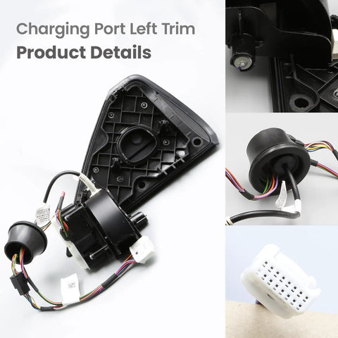 Heavy Duty Charging Port Door Cover Rear Left Fits Tesla Model 3 And Model Y 2017 To 2023 detailed view showing connectors and housing