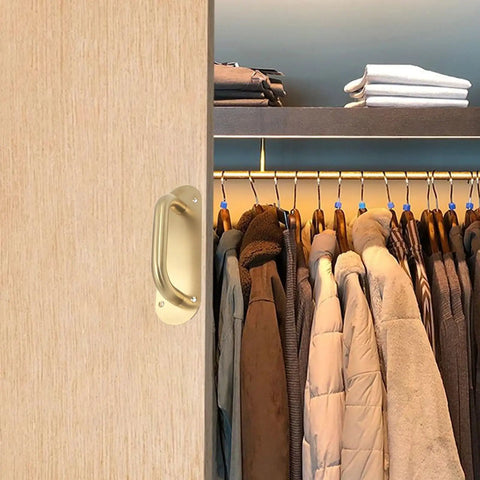 Gold Oval Base 304 Stainless Steel Door Pull Handles Set Durable Heavy Duty 8 Inch Built Tough Satin Finish For Glass Doors Fire Doors Entrance And Exit 2 Pack on closet door