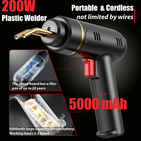 200W portable cordless plastic welder with 70W Hot Stapler Plastic Welding Kit For Car Bumpers And Kayaks.