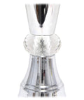 Trendy Romantic Sheer Shade Hanging Crystals Table Lamp In Black With Chrome Finish Chic Vibe Draping Crystals base close-up