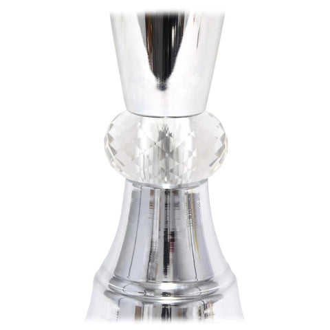 Trendy Romantic Sheer Shade Hanging Crystals Table Lamp In Black With Chrome Finish Chic Vibe Draping Crystals base close-up