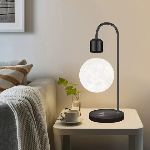 Magnetic Levitating Moon Lamp With Built In Wireless Charging Pad Zero Gravity Floating Desk Light LED Night Light decor in living room