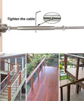 30 Pairs Steel Cable Railing Kit For One Eighth Inch Cable, Adjustable Angle Base With 180 Degree Freedom, shown on deck.