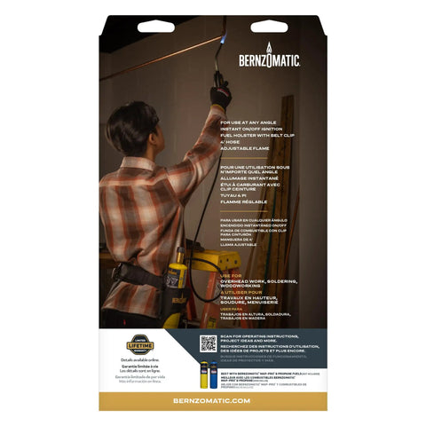 Person using Reach Hose Torch With 5 Foot Hose, Trigger Start One Hand Operation, high intensity swirl flame, red holster