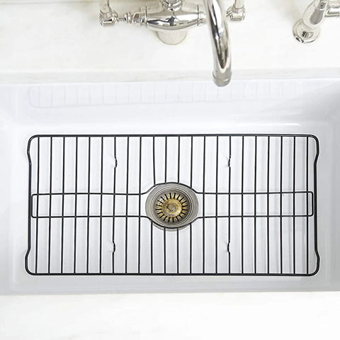Heavy Duty Kitchen Sink Protector Grid Mat In Black Protects Sink Base From Scratches And Dents Rust Resistant Shield Positioned in Sink