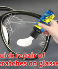 Eyeglass Scratch Remover Kit 30g for Lenses and Sunnies with sponge in use on scratched eyeglasses lens