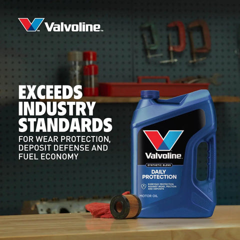 Non Detergent SAE 30 Conventional Motor Oil 1 Quart with beefed up anti wear protection bottle on a workbench.