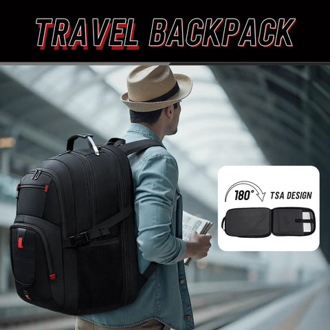Go To Extra Large Travel Laptop Backpack For Men And Women, TSA Airline Approved Carry On Backpack With 20 Pockets, Organized Compartments, Water