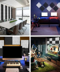 Twelve Piece Heavy Duty Acoustic Foam Wall Panels Crafted For Home Studios And Modern Workspaces Delivering Top Shelf Sound Dampening And Flame Retardant Coverage in office and gaming setups.