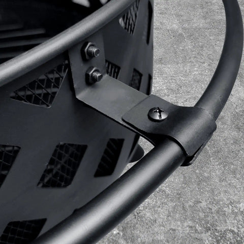 Close-up of metal frame on 24 Inch Fire Pit With 2 Poker Tools And Cover, Outdoor Wood Burning Firepit.