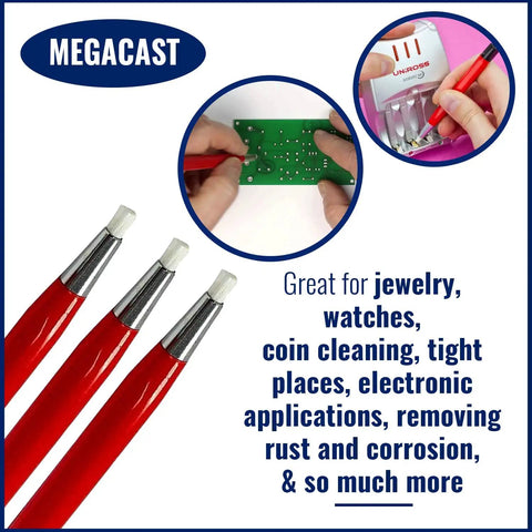 Fiberglass Scratch Brush Pen Set 3 Pack For Jewelry Watches Coins And Electronics Cleaning Rust And Corrosion Removal In Tight Spaces