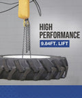 Electric Chain Hoist 2-Ton Load Capacity with 9.84 Ft Lift, 110V single-phase, lifting tire, built-in chain bag, garage use