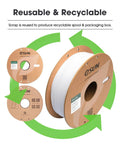 PLA Basic Filament 1.75mm for Fast 3D Printing, 1kg Spool, White, Reusable and Recyclable Packaging