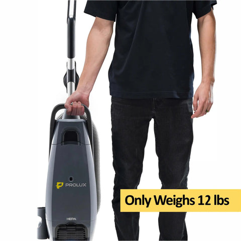 Prolux Phantom Pro Commercial Upright Vacuum With HEPA Filtration And Bagged Design Offering High Suction Power For Deep Cleaning. This Lightweight 12Lb Beast Is Perfect For Business And Professional Use, Featuring Onboard Tools And Easy Handling For