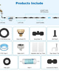 Plug And Play Outdoor Misting Kit 50 Feet Installation Free With Built In Water Filter 15 Brass Nozzles product components