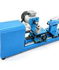 Techtongda Dual Motor Wood Lathe Combo With 750W Brushless Spindle And 450W Drilling Unit, compact blue woodworking machine.