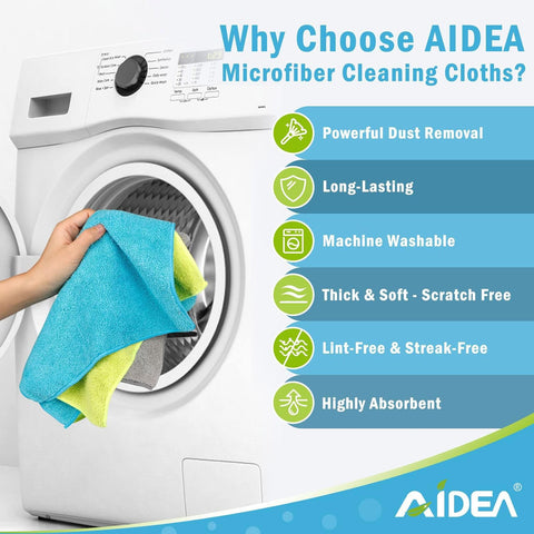 Grime Busting Ultra Soft 50 Pack Microfiber Cloths For Cars, Home And Kitchen in laundry room being added to washing machine
