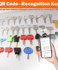 All In One Heavy Equipment Key Master Set With Full Coverage Keys For Excavators Dozers Loaders And Backhoes Universal Compatibility Across Major Machines Stocked Spare Keys For Your Construction Fleet displayed on table next to smartphone showing QR code instructions
