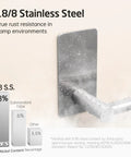 Close-up of wall mount section of No Drill Adhesive Towel Bar 22 Inch, rustproof SUS304 stainless steel, brushed finish.