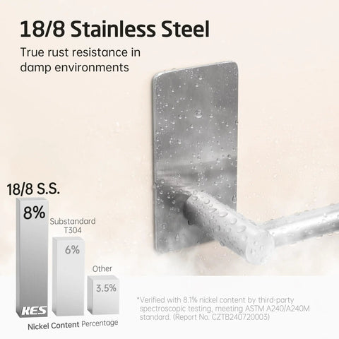 Close-up of wall mount section of No Drill Adhesive Towel Bar 22 Inch, rustproof SUS304 stainless steel, brushed finish.