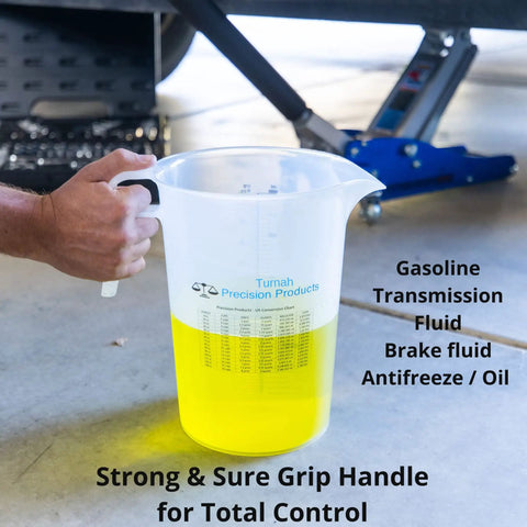 One Gallon 128oz Pitcher With Handy Conversion Chart Built Tough Food Grade Plastic BPA Free Translucent Gripper Handle