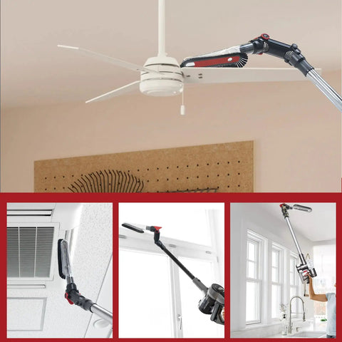 Must Have Universal Vacuum Brush Attachment With 2 In 1 Multi Angle Dusting Tool cleaning ceiling fan, vents, and windows