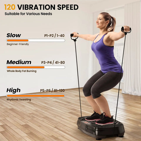 Woman exercising on Vibration Plate Exercise Machine For Home Fitness With Full Body Vibration, Weight Loss And Lymphatic Drainage, 400 Lb Capacity