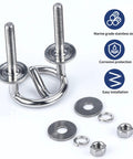 316 Stainless Steel Transom Mount Ski Tow Eye for Boats and Kayaks with installation nuts and washers, saltwater ready
