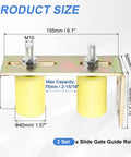 Two Set Heavy Duty Gate Guide Roller Kit With Nylon Rollers And L Shaped Brackets, product dimensions shown