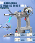 Get Heavy Duty AZZUNO 110V Handheld MIG Welder With 360 Rotating Torch Neck for gasless arc welding flexibility.