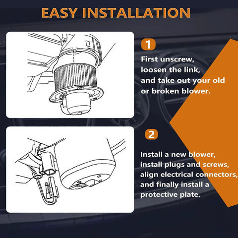 Installation instructions for No Sweat Direct Fit Replacement For Kia Forte 2019 2022 And Niro 2017 2019 Plus Hyundai Ioniq 2017 2019 A C Heater Blower Motor.