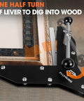 Dead Nut Tight Four Piece Miter Clamps showing lever mechanism for precision woodworking and alignment on picture frames.