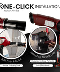 One-click installation of Upgraded Replacement Hose Handle for vacuum models ZU561 ZU562 ZU560 UV725 UV650, with push and click feature.