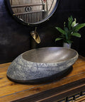 USZWBY Bathroom Vessel Sink, Undermount Sink Countertop Sink Ceramic Vessel Sink Stone Texture Bathroom Sink, Unique shape with smooth surface.