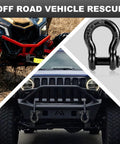Three Quarters Inch D Ring Shackles With Nine Sixteen Inch Screw Pin Heavy Duty Clevis Shackles Tough As Nails 44,000 Lbs Break Strength Built For Jeep Truck SUV Trailer ATV UTV Two Pack used on off-road vehicle recovery