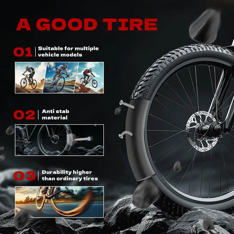 Heavy Duty 4 Pack Bike Inner Tubes 26x1.75 1.95 2.125 Puncture Resistant Butyl Rubber With 32mm Schrader Valve images showing features