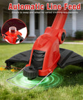 21V Cordless Weed Wacker And Edger Kit with 12 Inch Trimmer and Auto Feed shown in use on lawn
