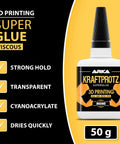 KRAFTPROTZ white bottle of 3D printing superglue gel with precision nozzle, 50 g, viscous, no-drip