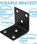 Twenty Pack One And A Half Inch Black Stainless Steel L Brackets, Forty Millimeter Wide Heavy Duty Corner Braces, durable design