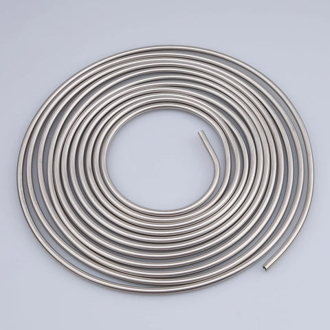 Stainless steel 1/4-inch brake line tubing in a 16 ft coil.