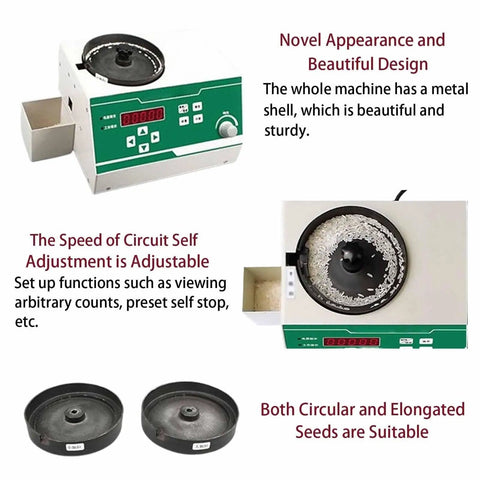 SicwEDIM Automatic Seed Counter With LED Display showing adjustable speed and metal design for small business and hobbyists.