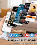 3 In 1 USB Flash Drive For iPhone iPad, 256GB, MFi Certified, Lightning USB C USB A Multi Function Memory Stick, Metal Durable Silver, Fast Transfer And Safe Data Storage connected to iPhone