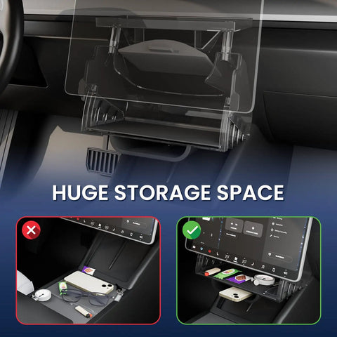 Tesla Model Y Juniper Under Screen Storage Organizer Hideable Center Console Tray For 2025 2026 Model 3 Highland 2024 2026