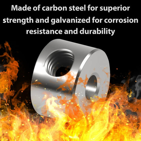 12Pcs Set Screw Collars With 4.05mm Bore, 9mm OD, nickel plated steel, floating in flames, durability emphasized.