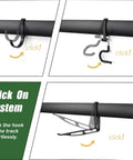 Heavy Duty Wall Mounted Tool Rack With Six Aluminum Hooks For Garage, Shed Or Workshop Click On System