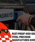 Lock Down Tight With These Badass Black Security License Plate Screws Offering A Real Tamper Proof Anti Theft Build In A Solid Four Pack Compatible With Lexus Honda And Toyota Cars For Serious Street Mods. Close-up of screws being installed on a car's license plate.