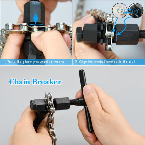 All In One Bike Chain Kit For 6 7 8 Speed Systems Multi Function Repair Set With Chain Breaker And Link Pliers With Hook Three Pairs Bicycle Buckles Reusable And Durable For Quick On The Go Fixes